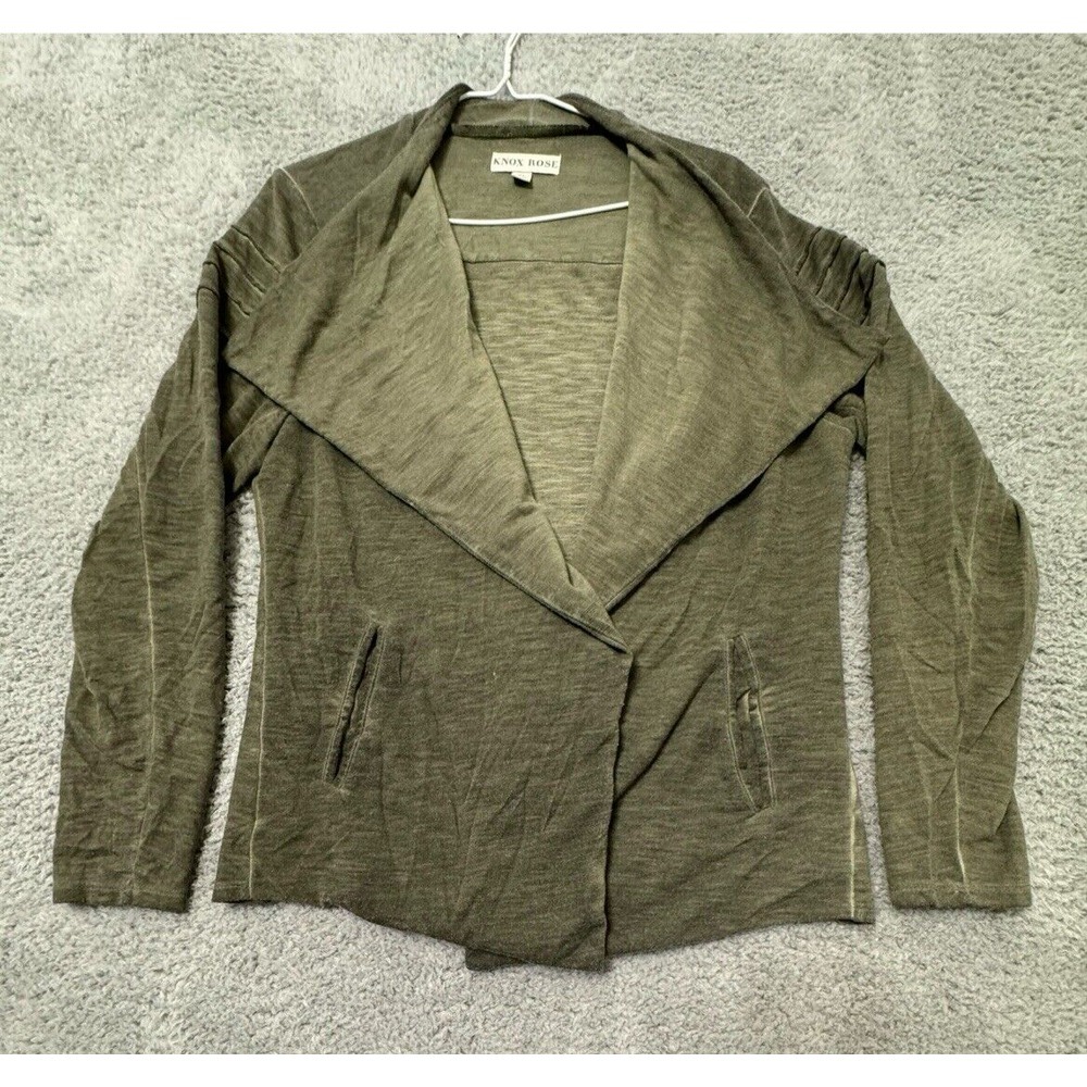 Knox Rose Women's Jacket Drape Front Long Sleeve Olive Green Size XL
